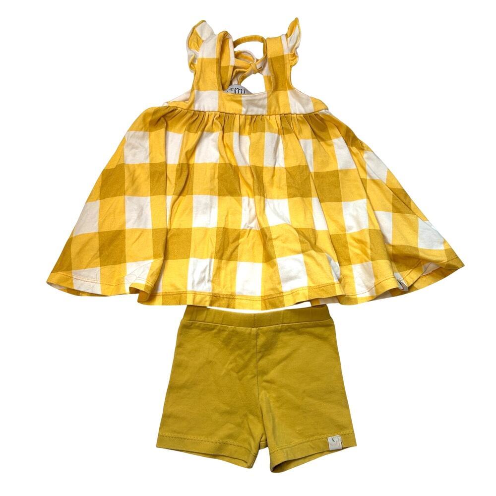 Omi Jo Well Dressed Wolf Buffalo Check Yellow Aunt Heart Tunic Set 18M